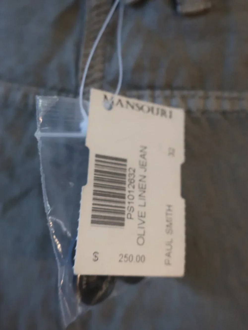 NWT Mens Paul Smith Jeans Olive (Item- 112) Pure Linen Button-Fly Pant 32